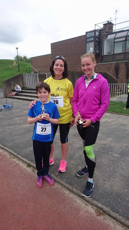 Hilkka Kontro (winner) and youngest competitor Cormac Norton, aged 8, and his mum Catherine Norton